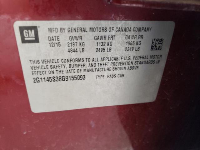 2G1145S38G9155093 Chevrolet IMPALA LTZ