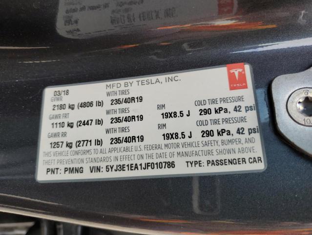 5YJ3E1EA1JF010786 Tesla MODEL 3