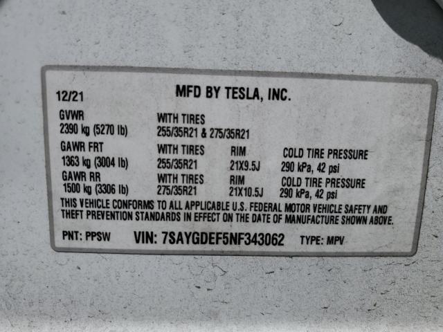 7SAYGDEF5NF343062 Tesla Model Y