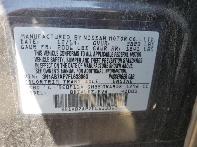 3N1AB7AP7FL633063 Nissan SENTRA S