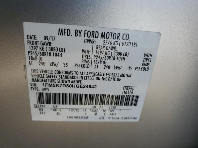 1FM5K7D80HGE24642 Ford EXPLORER XLT