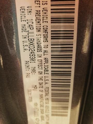 1C4PJLLBXKD249301 Jeep Cherokee Latitude Plus