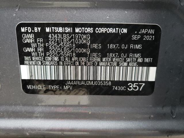 JA4ARUAU2MU035358 Auction: COPART Lot: 55775933 Location: CO - DENVER SOUTH JA4ARUAU2MU035358 MITSUBISHI OUTLANDER 2021 Photo 14