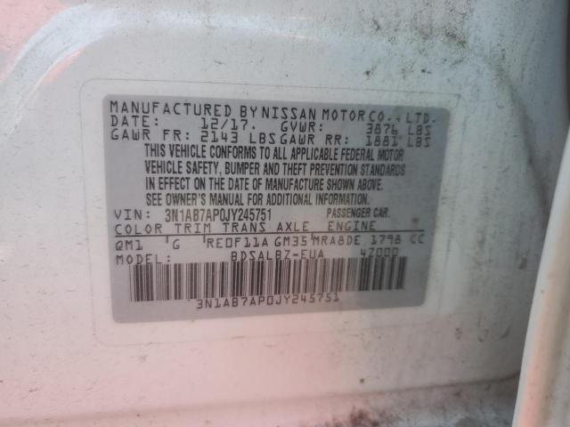 3N1AB7AP0JY245751 | 2018 NISSAN SENTRA S