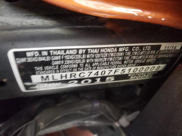 2015 HONDA CBR650 F MLHRC7407F5100008