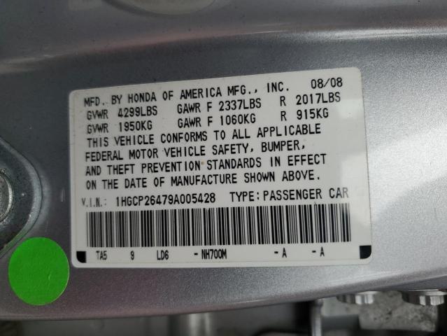 2009 Honda Accord Lxp VIN: 1HGCP26479A005428 Lot: 58366353