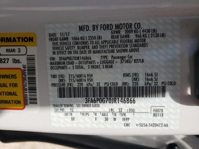 3FA6P0G70JR146866 2018 FORD FUSION, photo no. 13