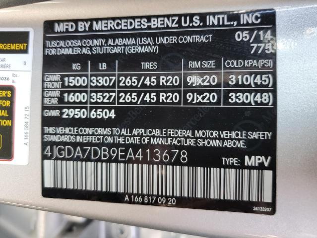 VIN 4JGDA7DB9EA413678 2014 Mercedes-Benz ML-Class, ... no.13