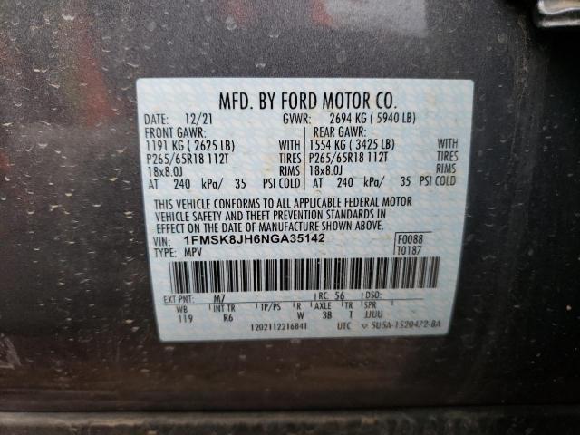 2022 FORD EXPLORER T 1FMSK8JH6NGA35142