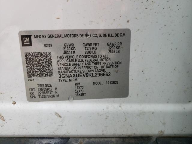 3GNAXUEV9KL296662 2019 Chevrolet Equinox Lt