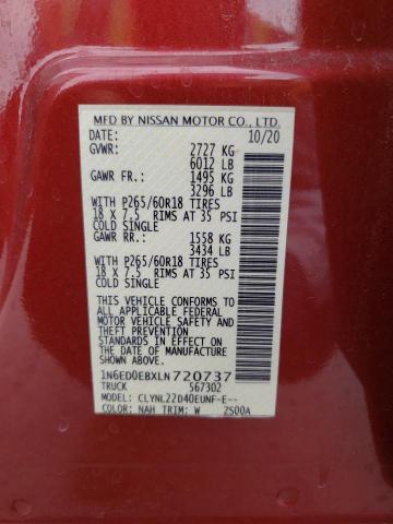 1N6ED0EBXLN720737 Nissan FRONTIER S