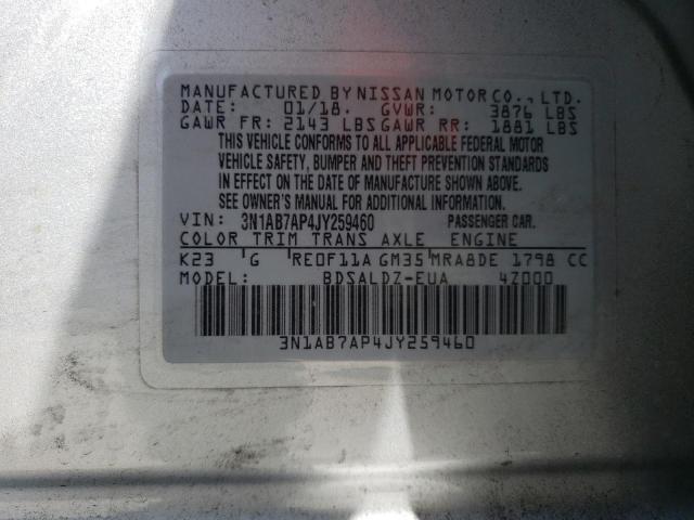 3N1AB7AP4JY259460 Nissan SENTRA S