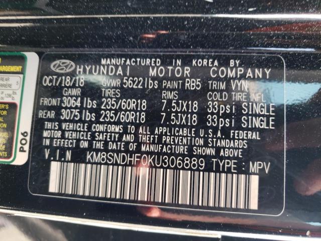 2019 HYUNDAI SANTA FE X - KM8SNDHF0KU306889