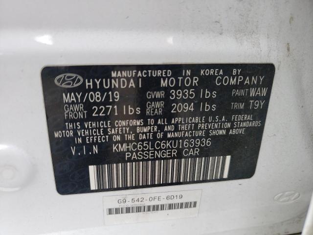 2019 HYUNDAI IONIQ BLUE - KMHC65LC6KU163936