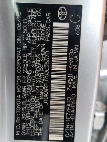 JTDKARFU7G3025670 Toyota PRIUS