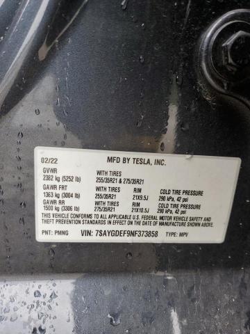 7SAYGDEF9NF373858 Tesla Model Y