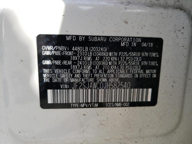 JF2SJAWC0JH582540 Subaru Forester 2.5i Touring