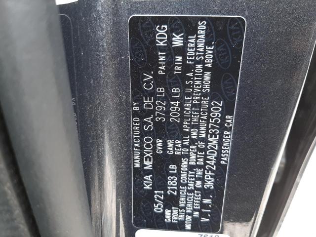 3KPF24AD2ME375902 KIA FORTE FE
