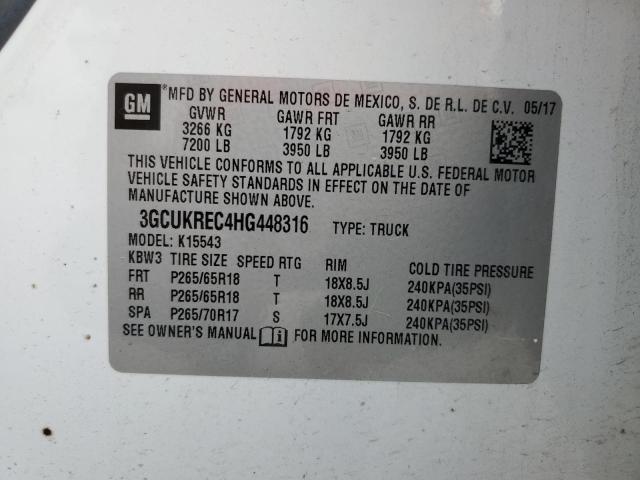 2017 CHEVROLET SILV1500 4 3GCUKREC4HG448316