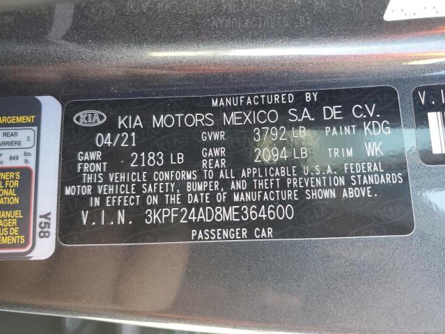 3KPF24AD8ME364600 KIA FORTE FE