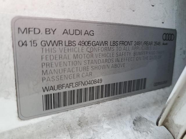 2015 AUDI A4 QUATTRO WAUBFAFL8FN040849