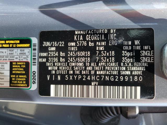 5XYP24HC7NG299180 KIA Telluride Lx