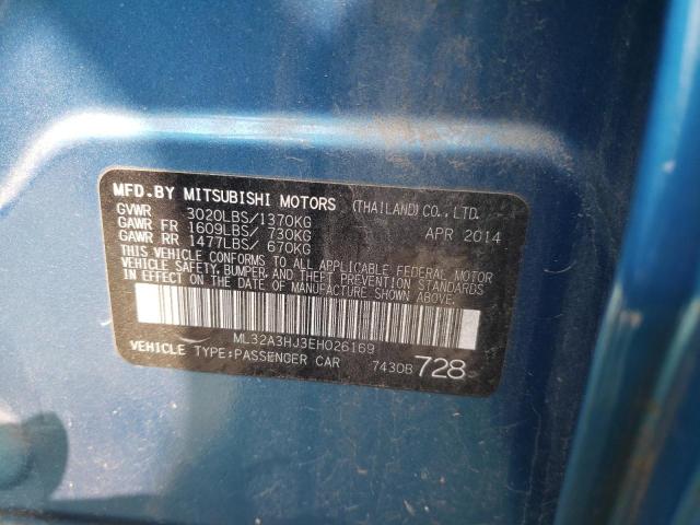 2014 Mitsubishi Mirage De VIN: ML32A3HJ3EH026169 Lot: 57201743