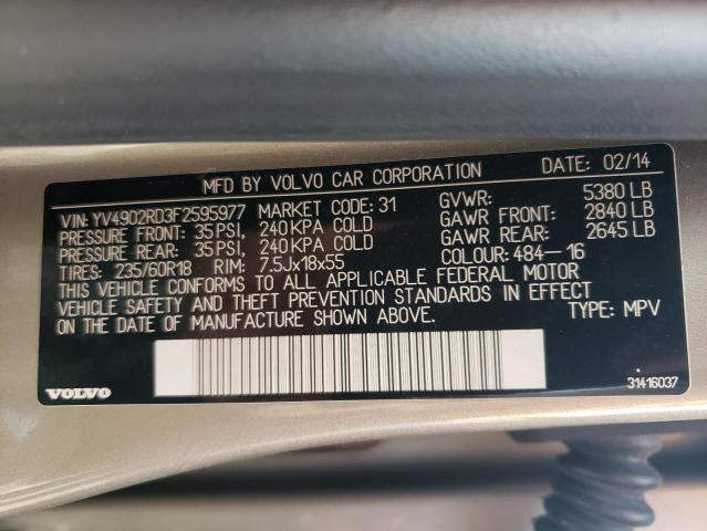 2015 VOLVO XC60 T6 PL - YV4902RD3F2595977