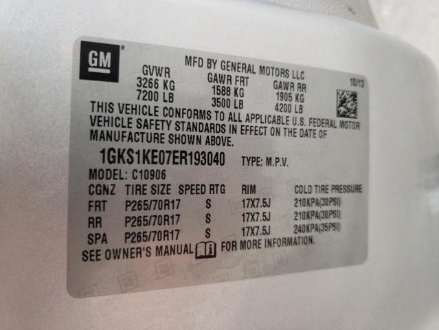 1GKS1KE07ER193040 GMC Yukon Xl C1500 Slt