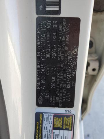 KNAFK4A61E5177887 KIA FORTE LX