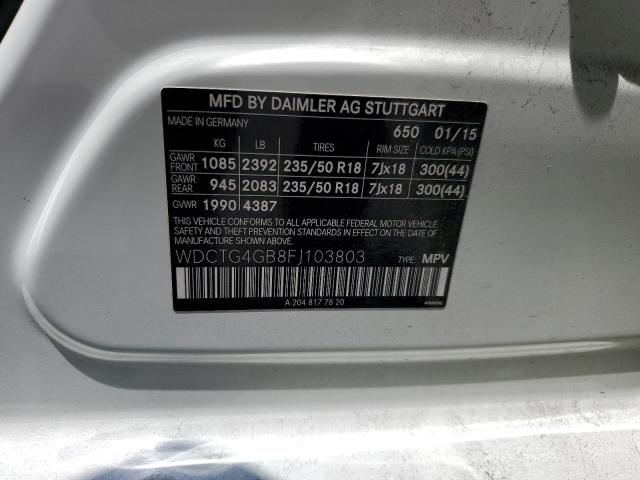 WDCTG4GB8FJ103803 Mercedes-Benz Gla 250 4matic