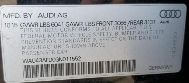 WAU43AFD0GN011552 Audi A8 L Quattro