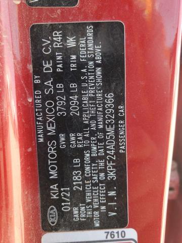 3KPF24AD5ME329366 KIA FORTE FE