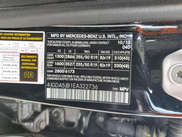 VIN 4JGDA5JB1EA322736 2014 Mercedes-Benz ML-Class, 350 no.13