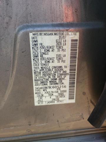 2008 Nissan Pathfinder S VIN: 5N1AR18B78C605256 Lot: 57116573