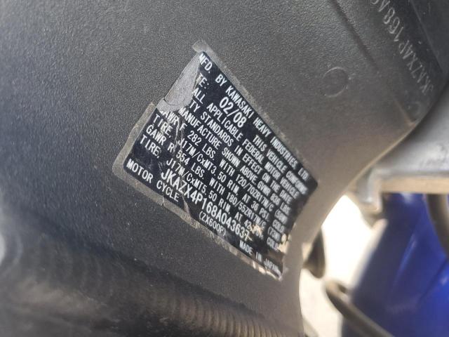 2008 KAWASAKI ZX600 P - JKAZX4P168A043637