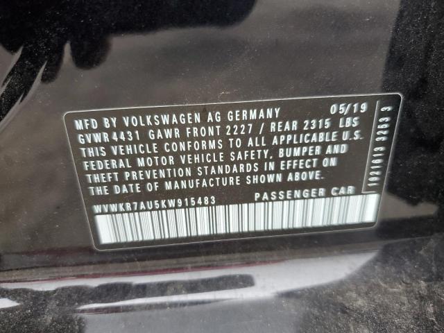 2019 VOLKSWAGEN E-GOLF SE - WVWKR7AU5KW915483