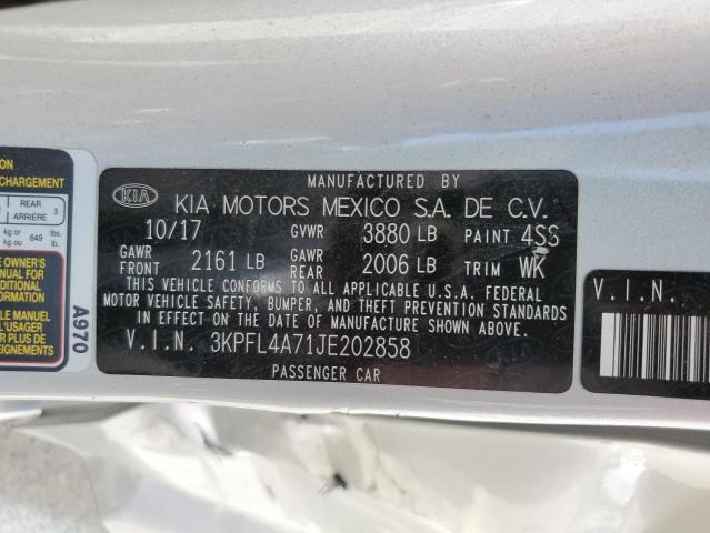 3KPFL4A71JE202858 KIA FORTE LX