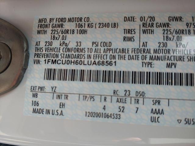 2020 FORD ESCAPE SEL - 1FMCU0H60LUA68561
