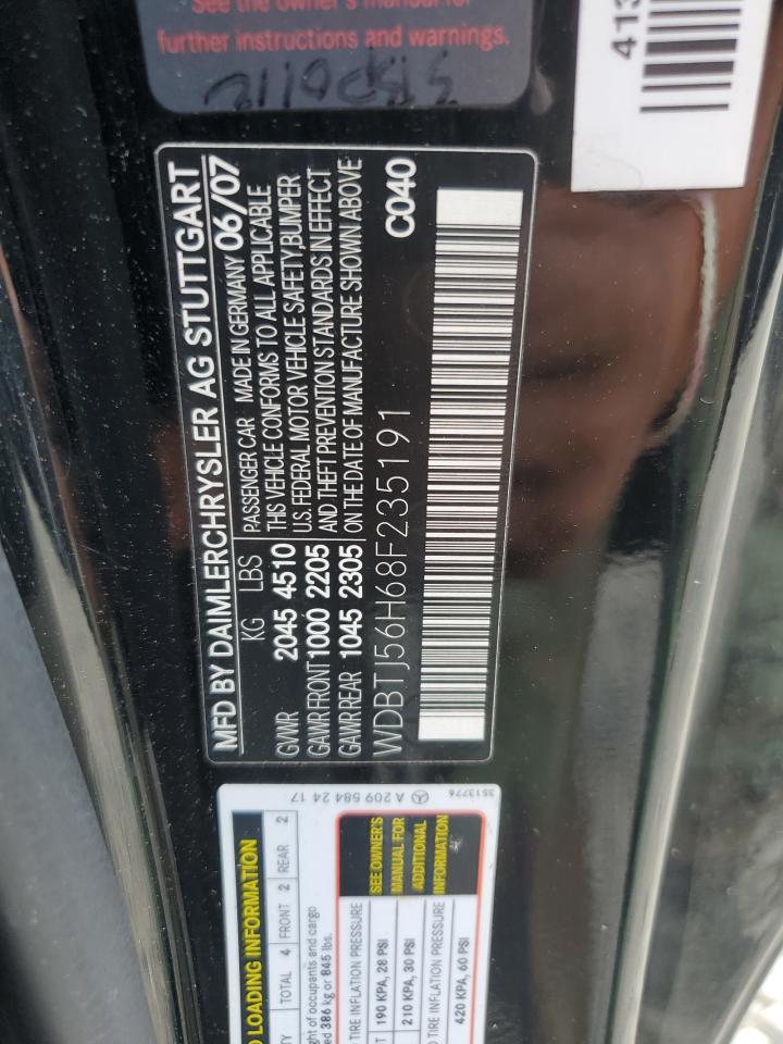 wdbtj56h68f235191 WDBTJ56H68F235191 2008 Mercedes-Benz Clk 350
