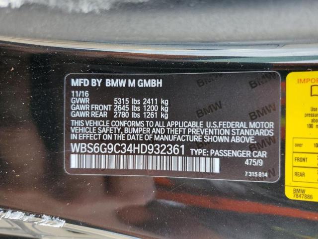 VIN WBS6G9C34HD932361 2017 BMW M6 no.12