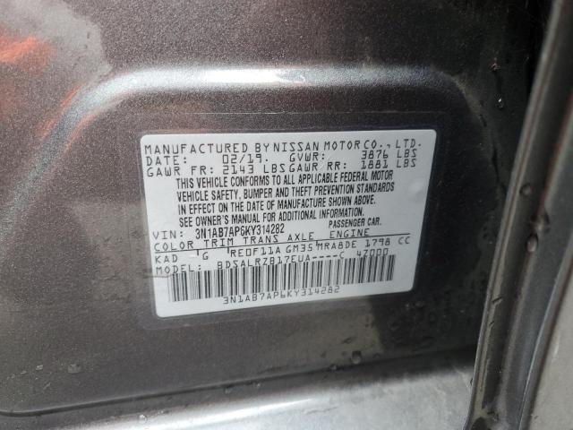 3N1AB7AP6KY314282 Nissan Sentra S 12