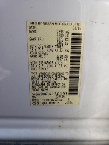 5N1AZ2MH7GN130193 Nissan MURANO S