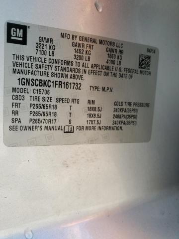 2015 CHEVROLET TAHOE 1GNSCBKC1FR161732