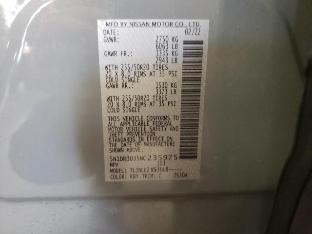 5N1DR3DJ5NC235975 Nissan Pathfinder Platinum