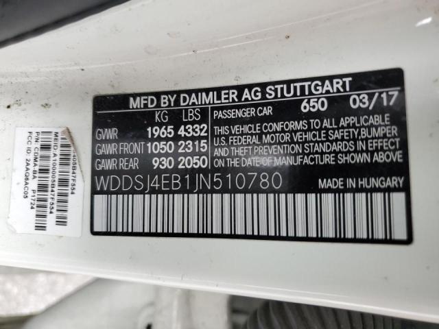 WDDSJ4EB1JN510780 Mercedes-Benz CLA 250