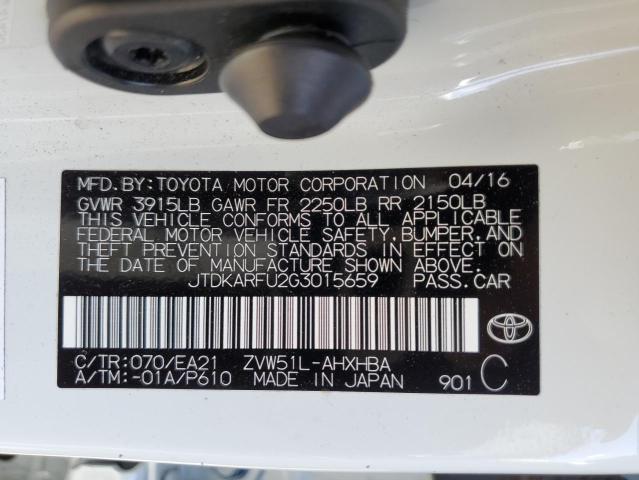 JTDKARFU2G3015659 | 2016 TOYOTA PRIUS