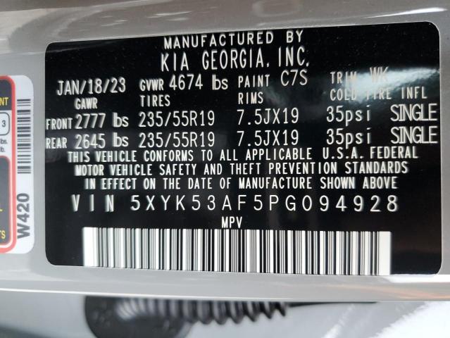 5XYK53AF5PG094928 KIA Sportage Sx Prestige