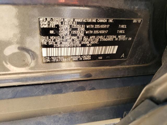 2T3H1RFV0KC012138 Toyota RAV4 LE