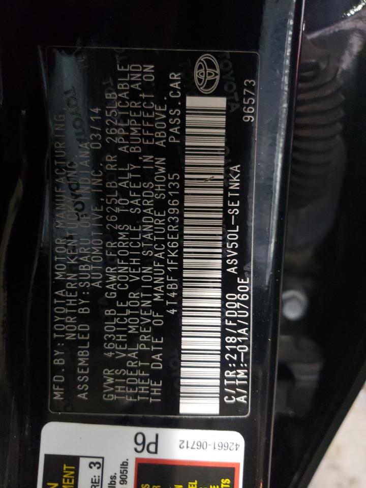 4T4BF1FK6ER396135 2014 Toyota Camry L 4T4BF1FK6ER396135 2014 Toyota Camry L